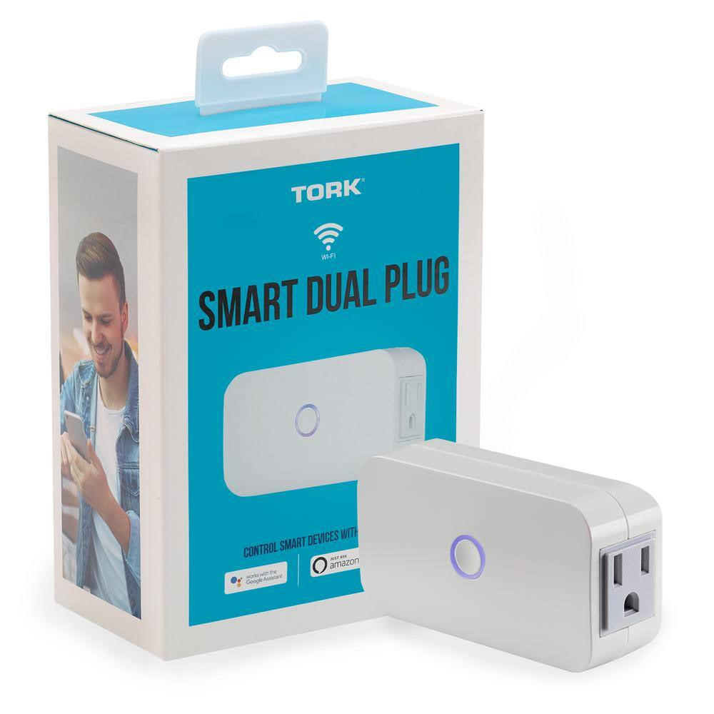 Smart Dual Plug Indoor Wi-Fi 3-Prong 2-Outlets Amazon Alexa and Google Asst, Remote Access, Control/Scheduling