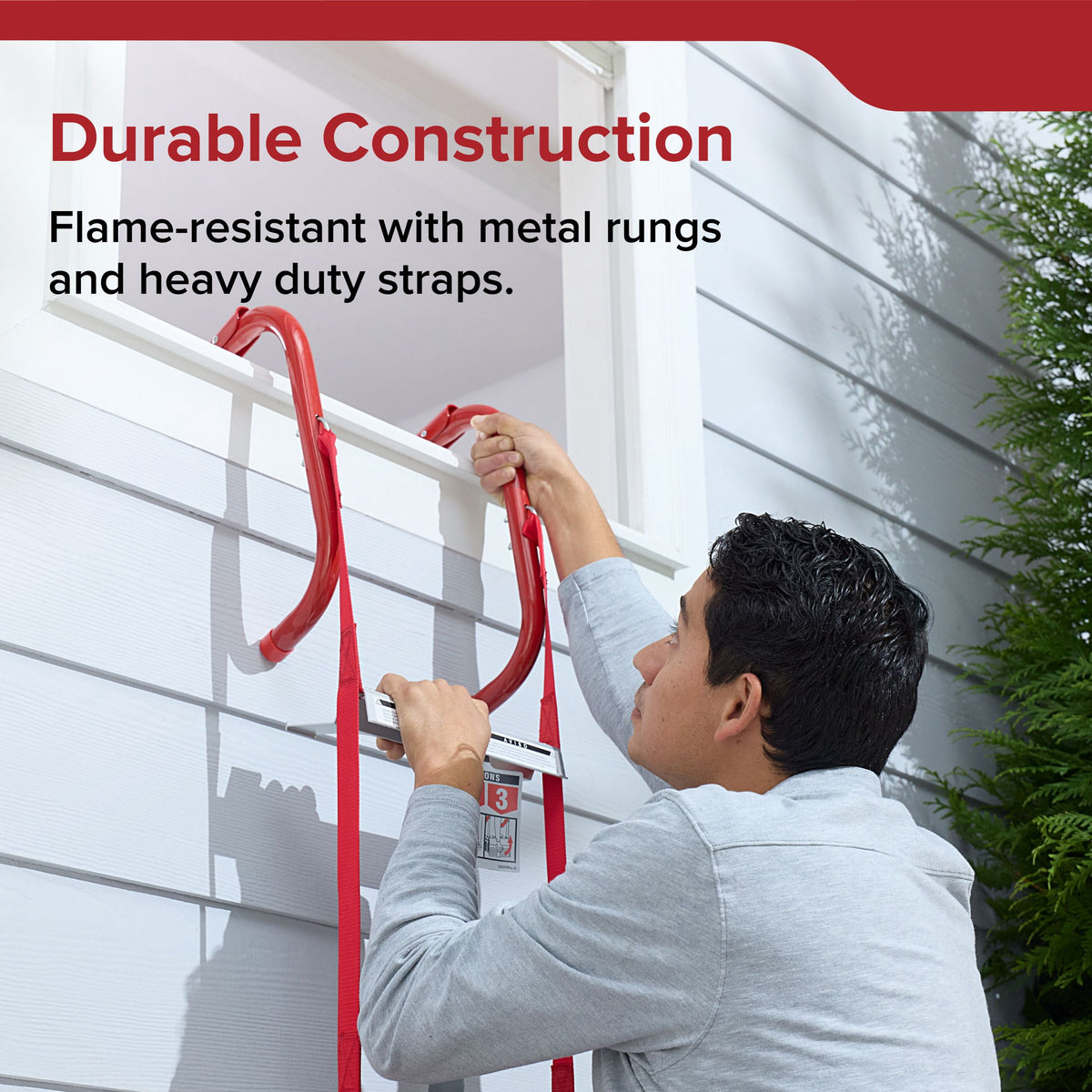 2-Story Fire Escape Ladder, 13 Ft, Steel Anti-Slip Rungs