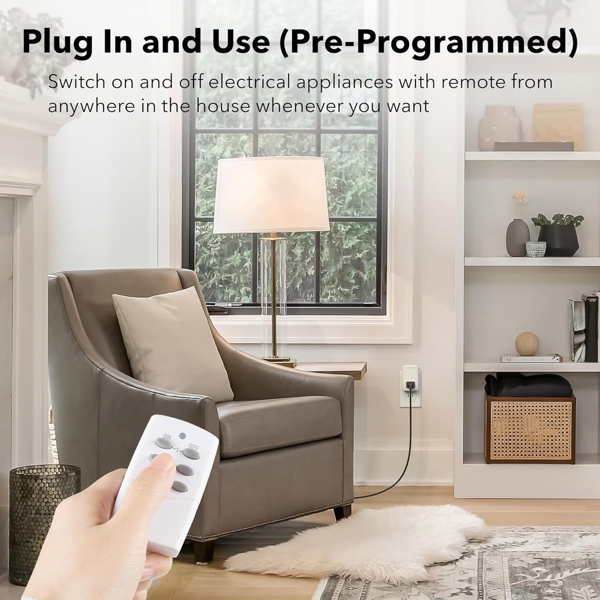 Mini Wireless Remote Control Outlet Switch Power Plug in for Household Appliances, Wireless Remote Light Switch, LED Light Bulbs, White (1 Remote + 3 Outlet) 1250W/10A