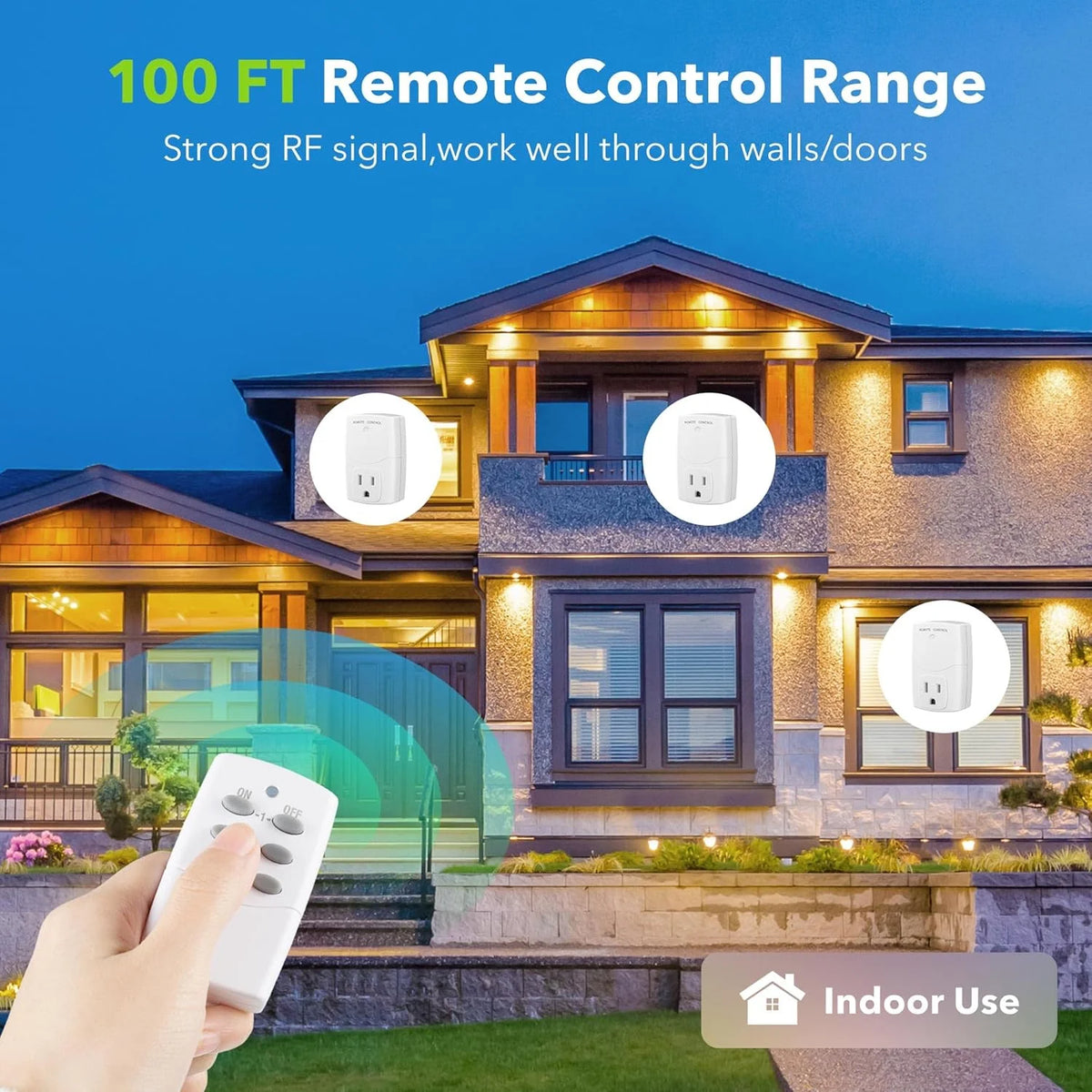 Mini Wireless Remote Control Outlet Switch Power Plug in for Household Appliances, Wireless Remote Light Switch, LED Light Bulbs, White (1 Remote + 3 Outlet) 1250W/10A