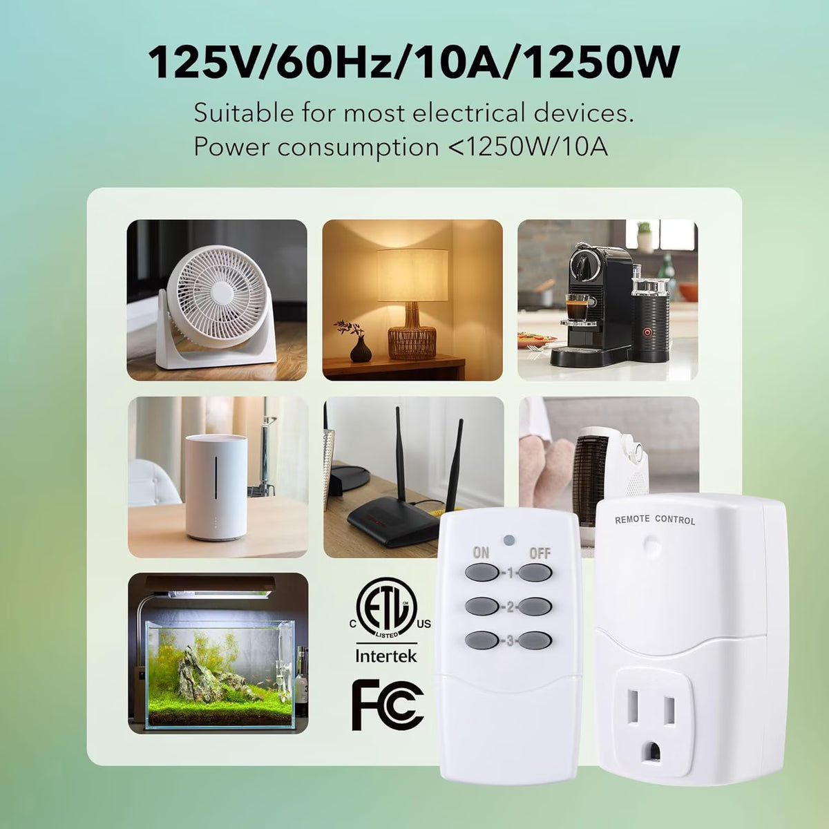 Mini Wireless Remote Control Outlet Switch Power Plug in for Household Appliances, Wireless Remote Light Switch, LED Light Bulbs, White (1 Remote + 3 Outlet) 1250W/10A