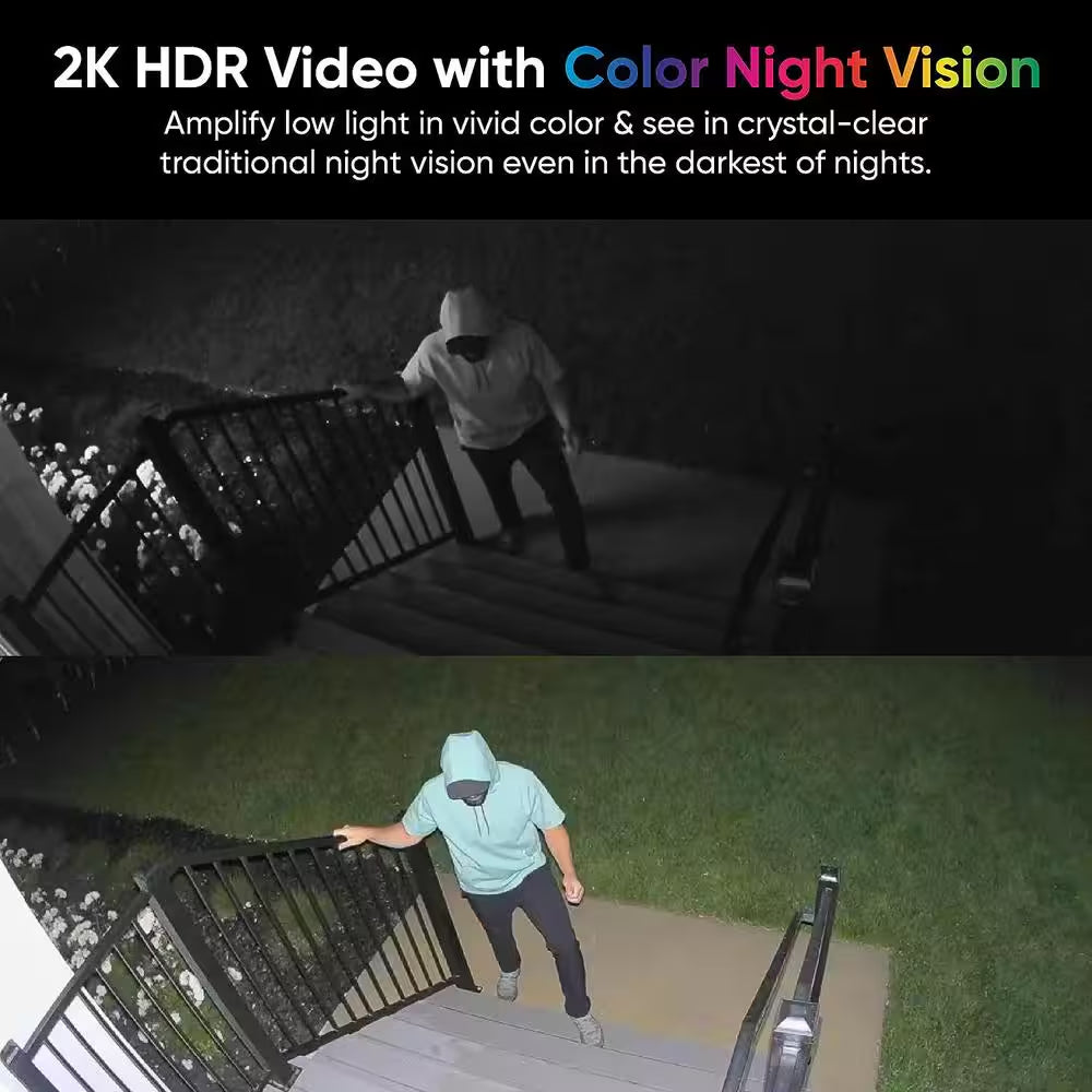 Battery Cam Pro, Wireless Indoor/Outdoor Home Security Camera, with 2K HD Color Night Vision and Built-In Spotlight