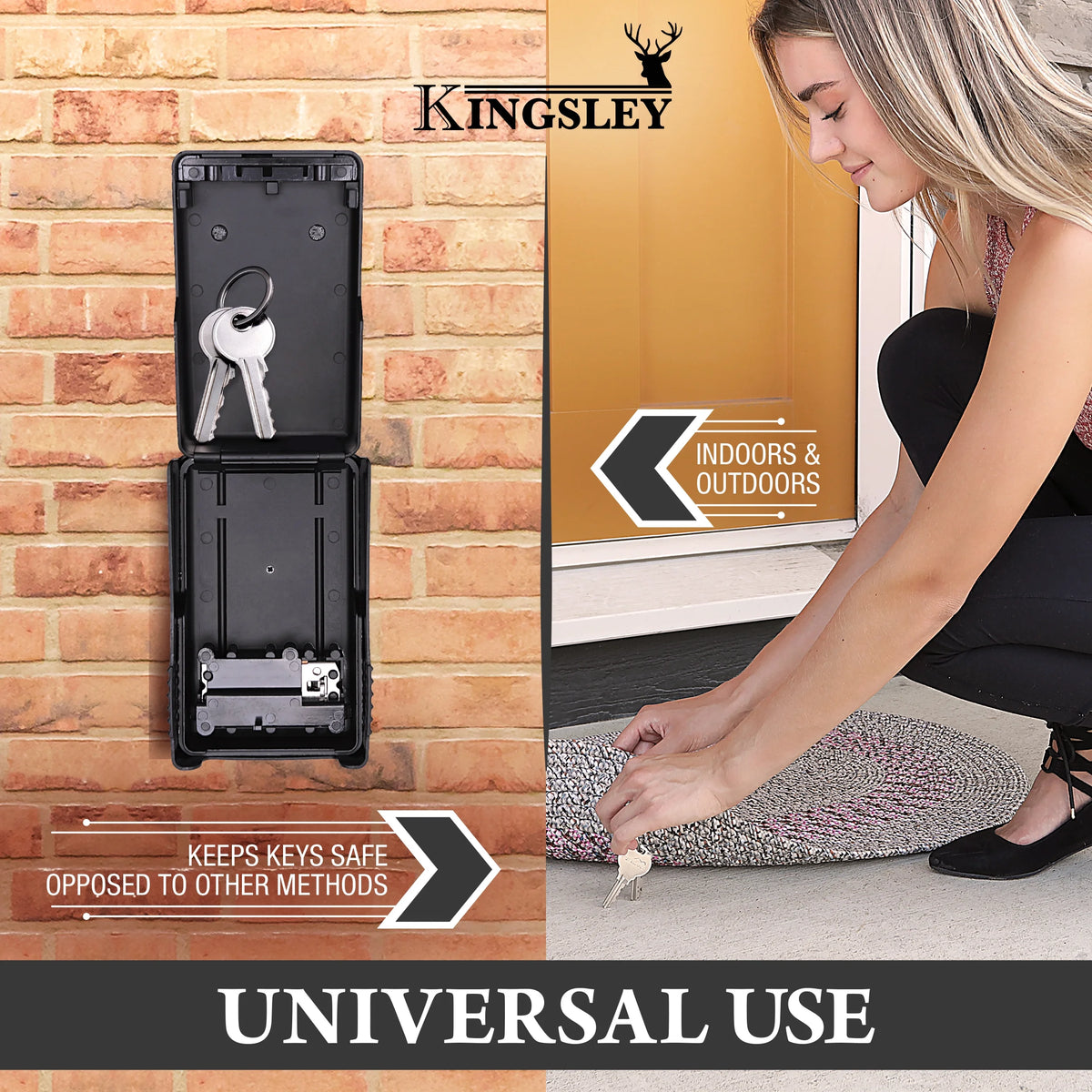 Weatherproof Key Lock Box, Wall Mount, 4-Digit Combination, Large Capacity for Spare Keys