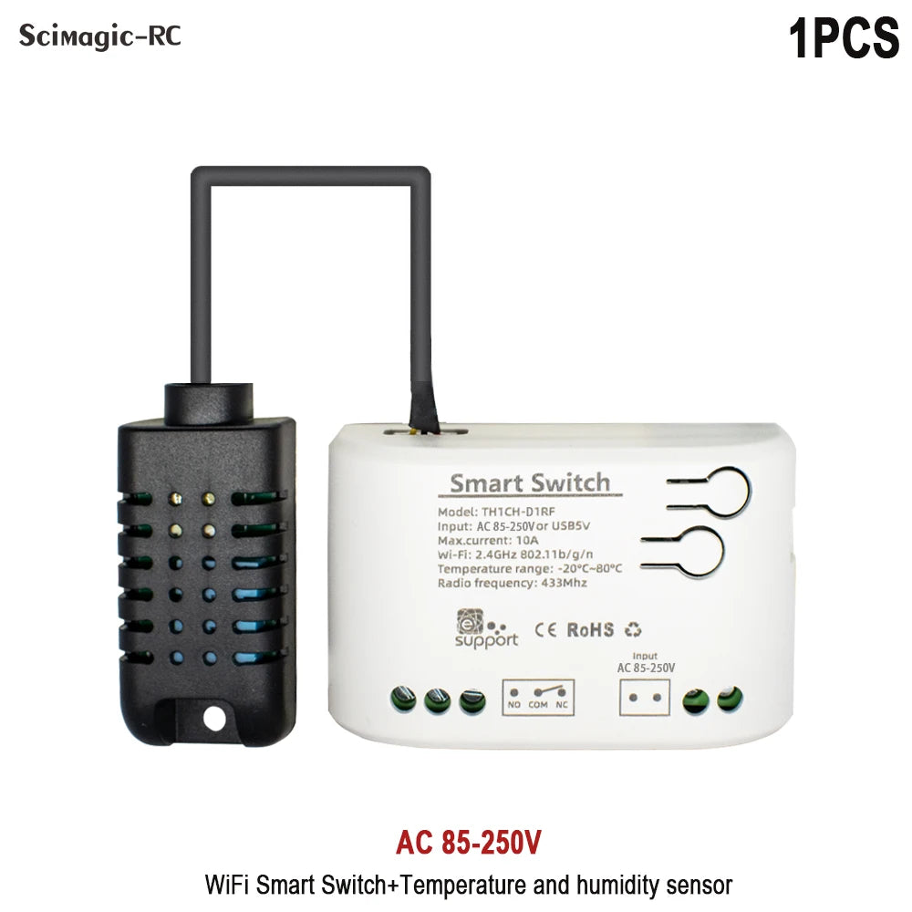 Wifi Smart Temperature Humidity Sensor Monitor Switch Smart Home Ewelink Control Works with Alexa Google Home