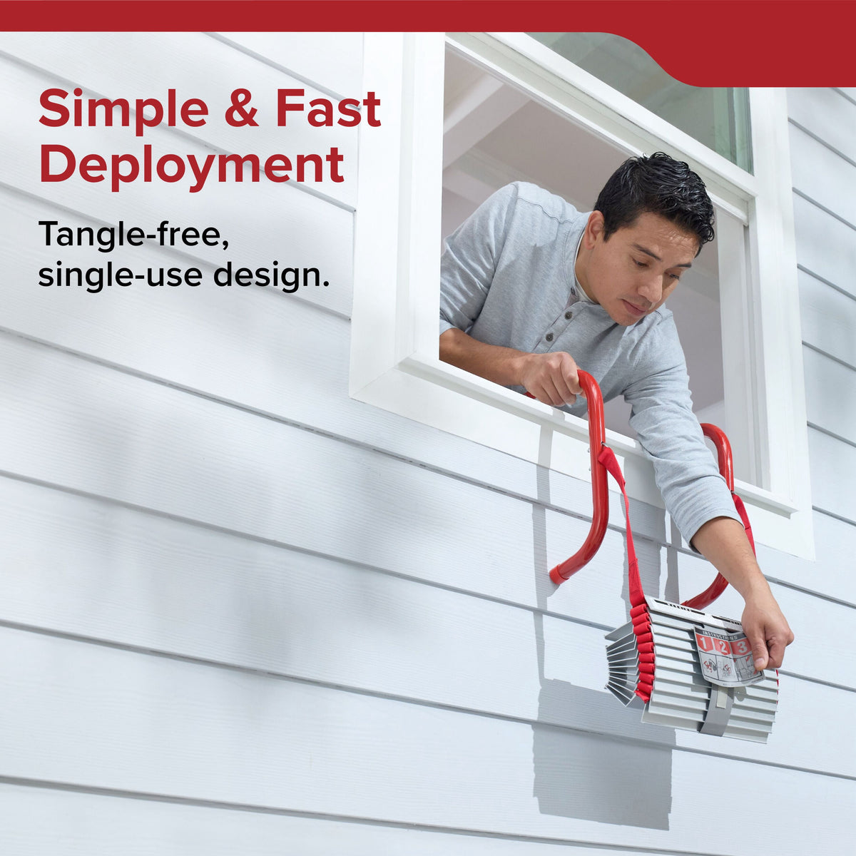 2-Story Fire Escape Ladder, 13 Ft, Steel Anti-Slip Rungs