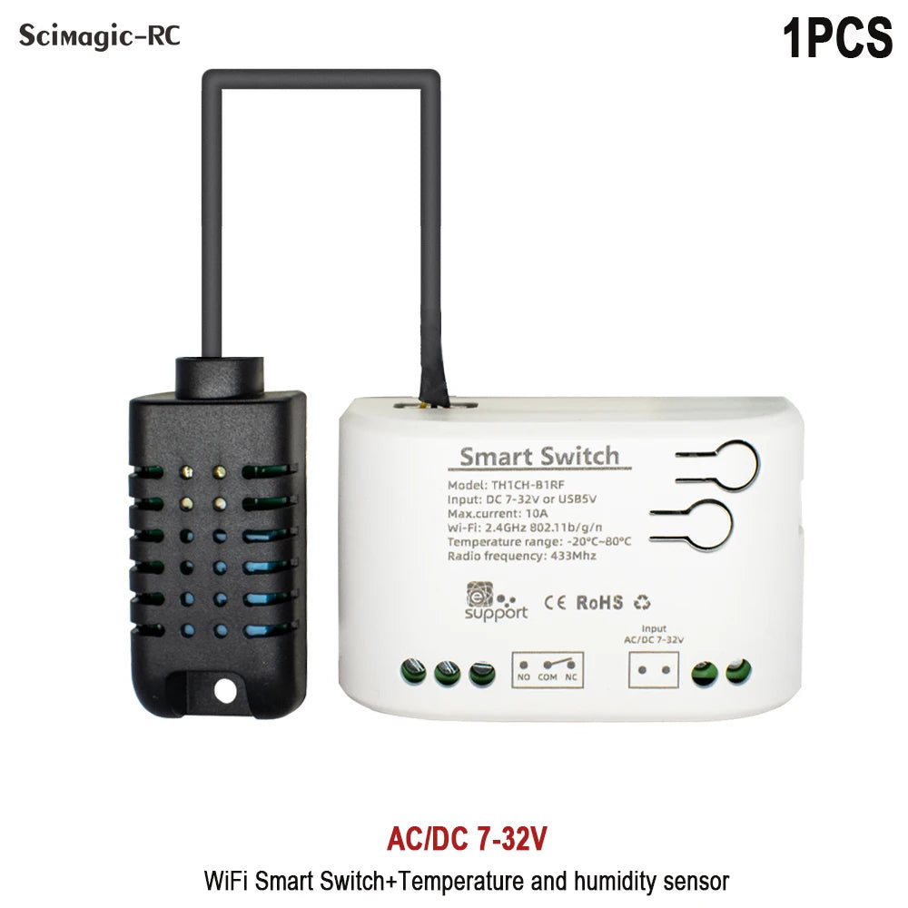Wifi Smart Temperature Humidity Sensor Monitor Switch Smart Home Ewelink Control Works with Alexa Google Home
