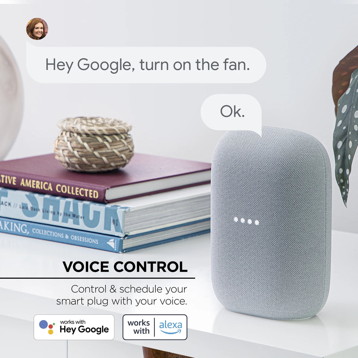 Wi-Fi Plug - Smart Outlet Compatible with Alexa & Google, White (3-Pack)