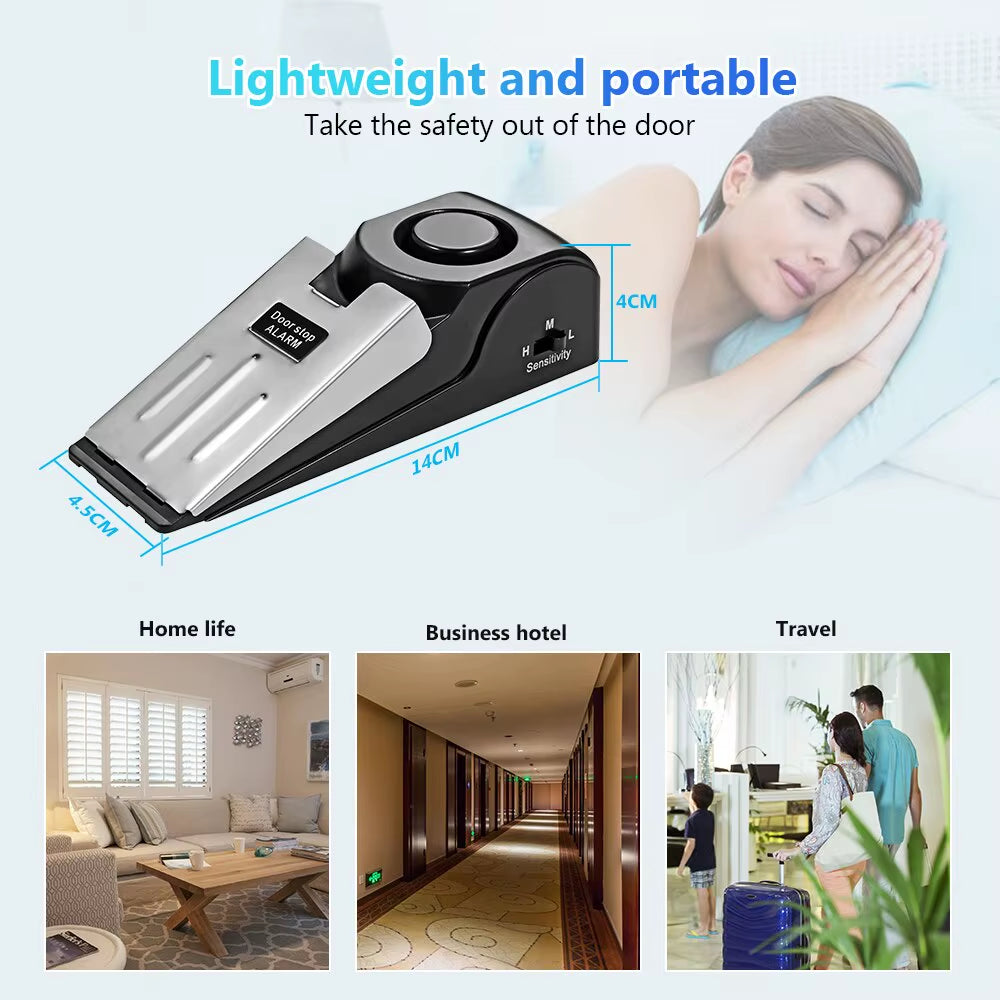 2 Pack Door Stop Alarm System 120Db Loud Home Security Anti-Theft Door Block System Portable Door Stoppers Preasure Alarm