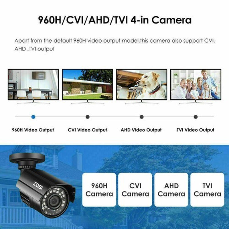 ZOSI 1080P 4In1 Wired Home CCTV Security Camera Outdoor Waterproof Night Vision