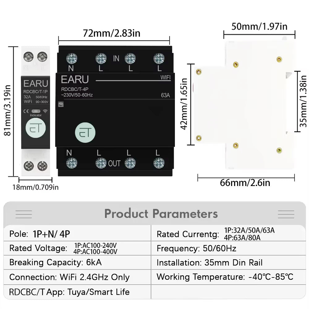 Smart Wifi Circuit Breaker Time Timer Relay Switch Smart Home House Voice Remote Control by TUYA APP Work with Alexa Google Home