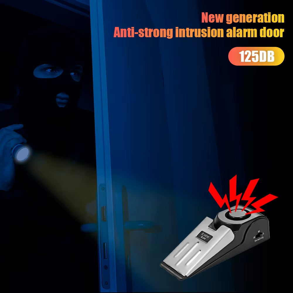 2 Pack Door Stop Alarm System 120Db Loud Home Security Anti-Theft Door Block System Portable Door Stoppers Preasure Alarm