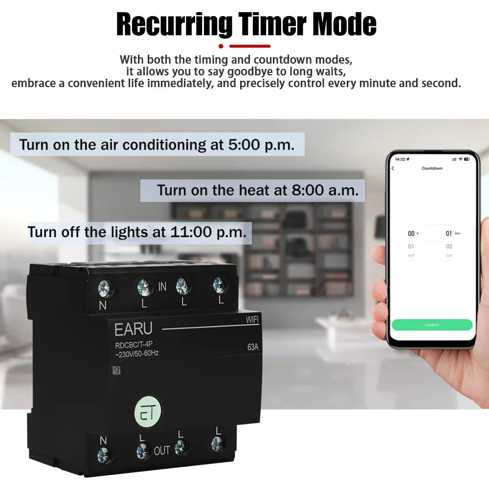 Smart Wifi Circuit Breaker Time Timer Relay Switch Smart Home House Voice Remote Control by TUYA APP Work with Alexa Google Home