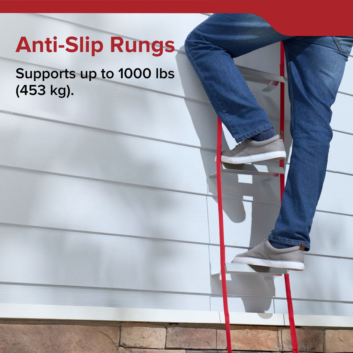 2-Story Fire Escape Ladder, 13 Ft, Steel Anti-Slip Rungs