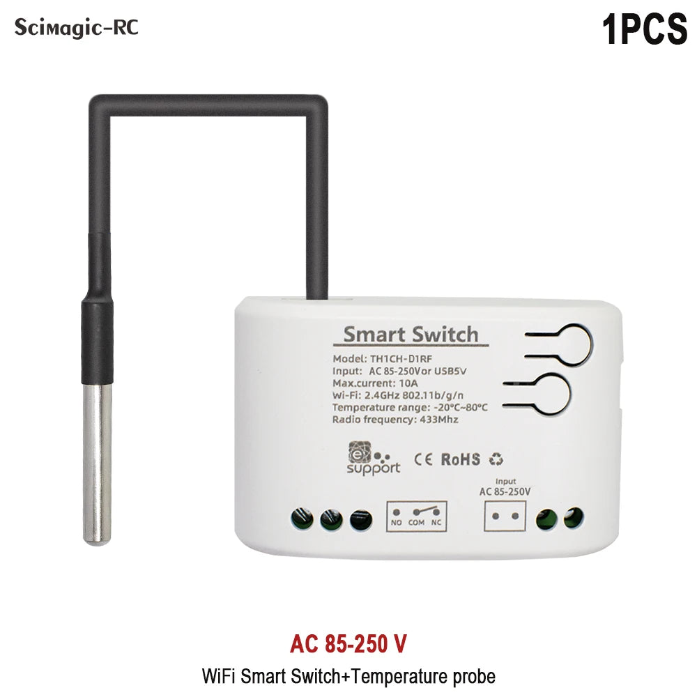 Wifi Smart Temperature Humidity Sensor Monitor Switch Smart Home Ewelink Control Works with Alexa Google Home