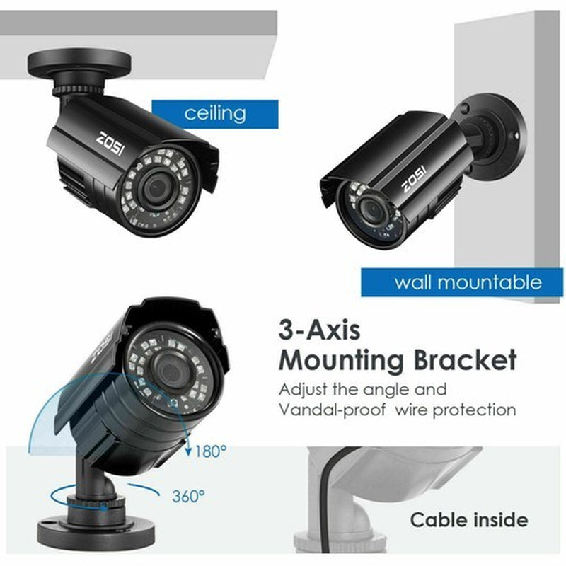 ZOSI 1080P 4In1 Wired Home CCTV Security Camera Outdoor Waterproof Night Vision