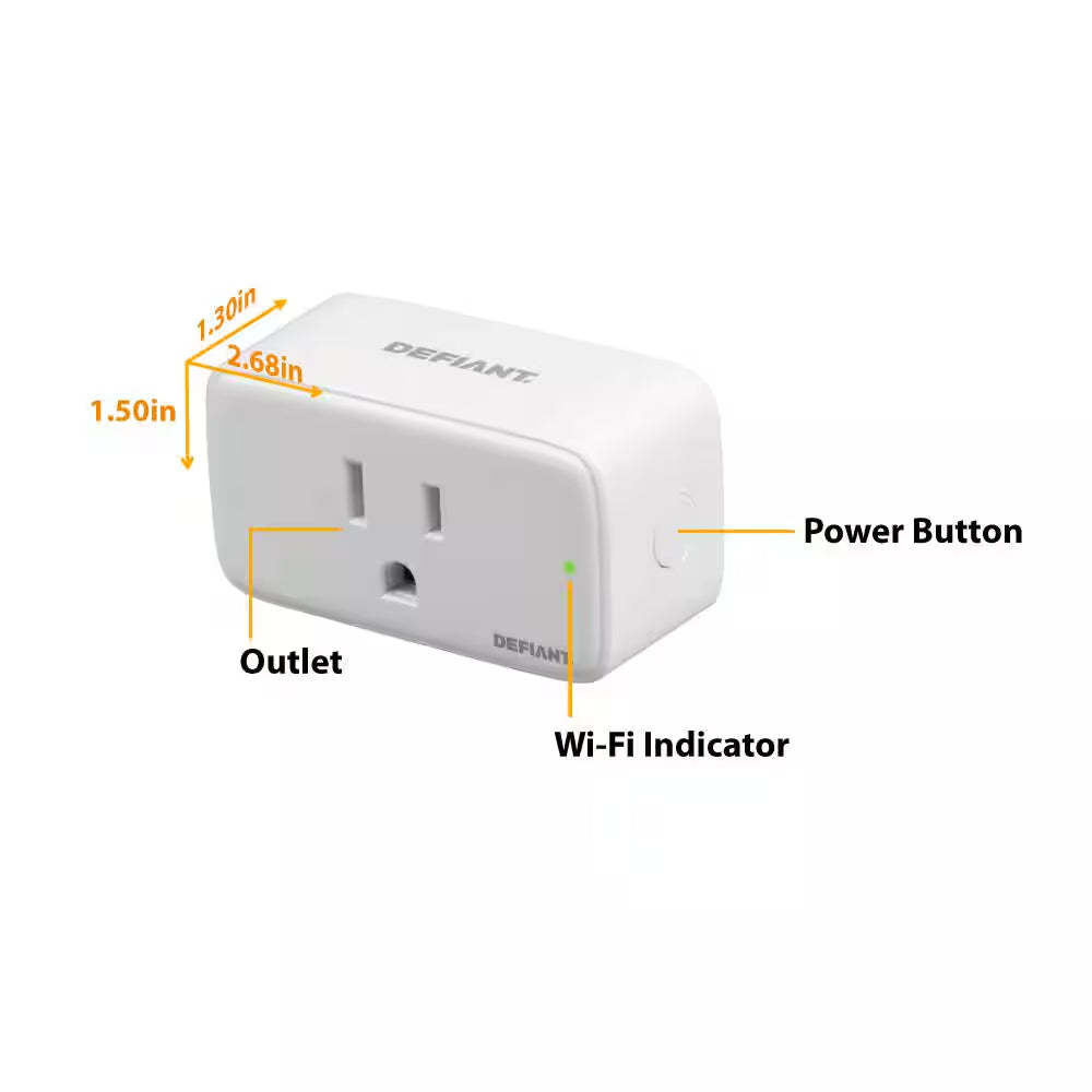 15 Amp 120-Volt Indoor Smart Plug and Timer Wi-Fi Bluetooth Single Outlet Powered by Hubspace